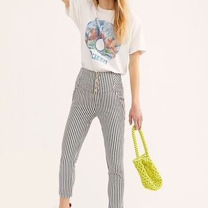 High Waisted Free People Striped Cigarette Pant